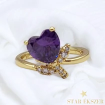 Dalida 14K antiallergén szíves gyűrű 52-es lila