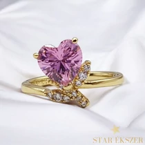 Dalida 14K antiallergén szíves gyűrű 54-es pink