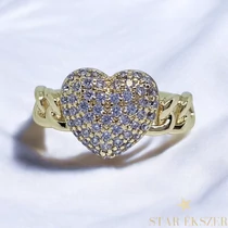 Luton 14K GF. antiallergén szíves gyűrű 54-es