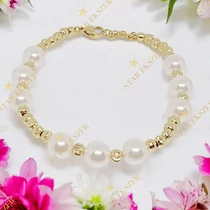 Linea 14k GF. antiallergén gyöngyös karkötő 17+3cm