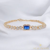Sanni 18k GF. antiallergén karkötő 17+3cm kék