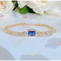 Sanni 18k GF. antiallergén karkötő 17+3cm kék