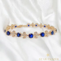 Zelma 18K GF. antiallergén kék köves karkötő 21cm