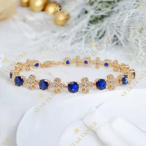Zelma 18K GF. antiallergén kék köves karkötő 21cm