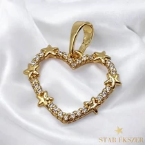 Sher 14K antillergén csillagos szív medál