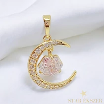 Valentina 14K GF. antillergén hold medál rózsaszín