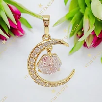 Valentina 14K GF. antillergén hold medál rózsaszín