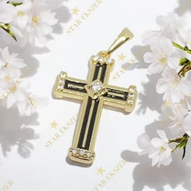 Salinas 14K GF. antillergén kereszt medál  fekete