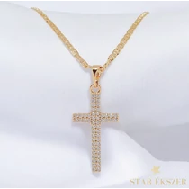 Aubree 18K antiallergén kereszt medálos nyaklánc 45cm/3mm