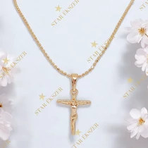 Romi 18K GF. antiallergén kis kereszt medálos nyaklánc 45cm