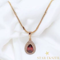 Trois 18K antiallergén csepp medálos nyaklánc 45cm piros