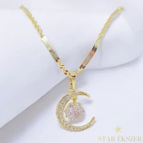 Valentina 14K GF. antiallergén hold medálos nyaklánc 45cm rózsaszín