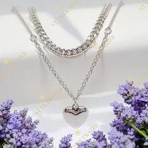 Eloise White GF. antiallergén szíves dupla nyaklánc 42cm 45cm +5cm