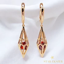 Fiera 18k antiallergén fülbevaló piros