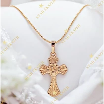 Gloria 18K antiallergén kereszt medálos nyaklánc 45cm
