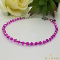 Gyöngyös Bokalánc - Lábékszer Magenta-Ezüst