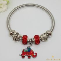 Pandora stílusú divat karkötő piros elefántos