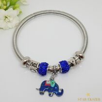 Pandora stílusú divat karkötő kék elefántos