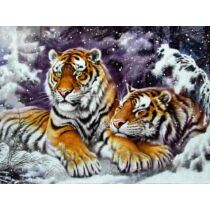 Tigrisek a hóban Gyémántfestő 30x40 5D
