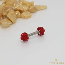 Egyenes szárú piercing 316L piros