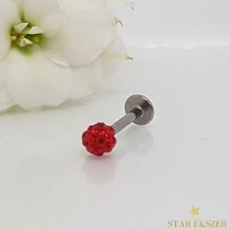 Piros Köves Egyenes szárú piercing 