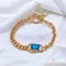 Türkiz extra Gold Filled antiallergén köves karkötő 18cm