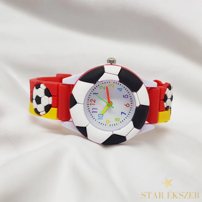 Focis kisfiú óra piros-sárga