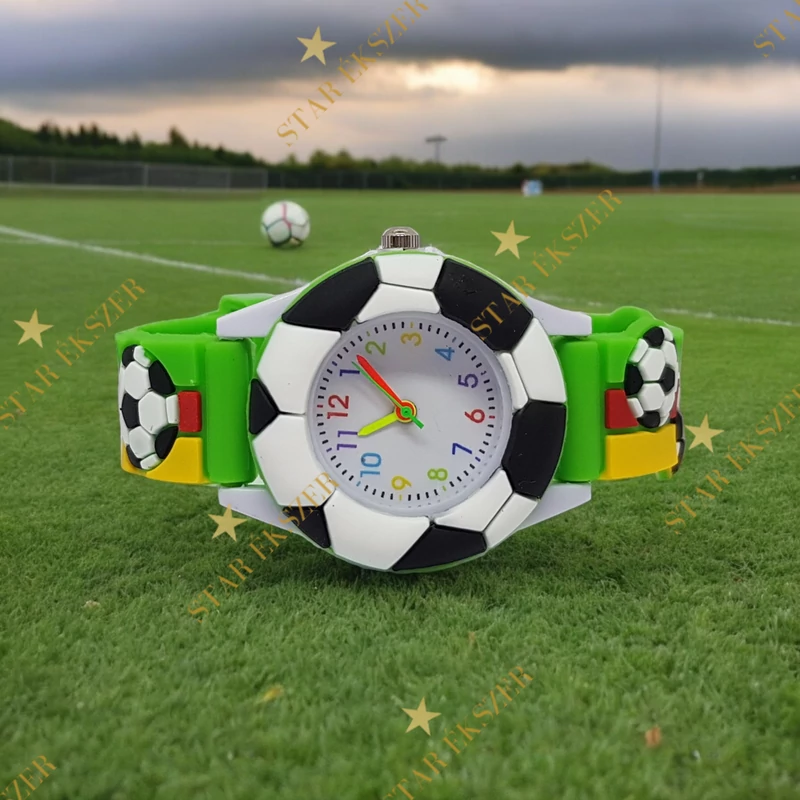 Focis kisfiú óra zöld-piros-sárga