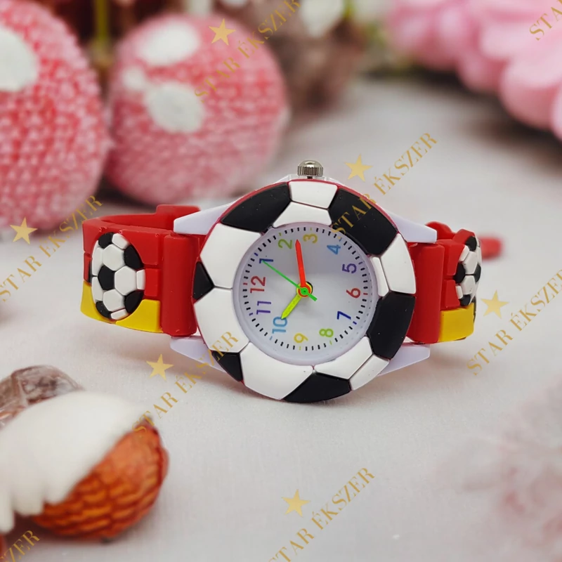 Focis kisfiú óra piros-sárga