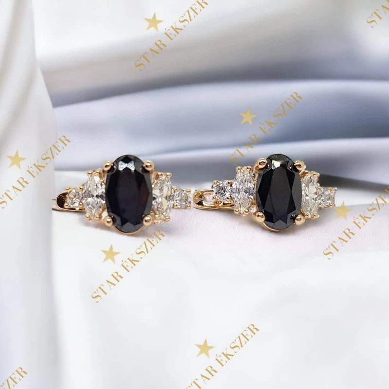 Silk Gold Filled antiallergén fülbevaló fekete