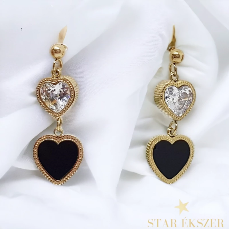 Chiara 14K Gold szíves, lógós fülbevaló 