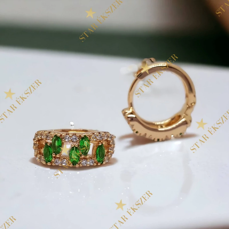 Celine Gold Filled antiallergén fülbevaló zöld
