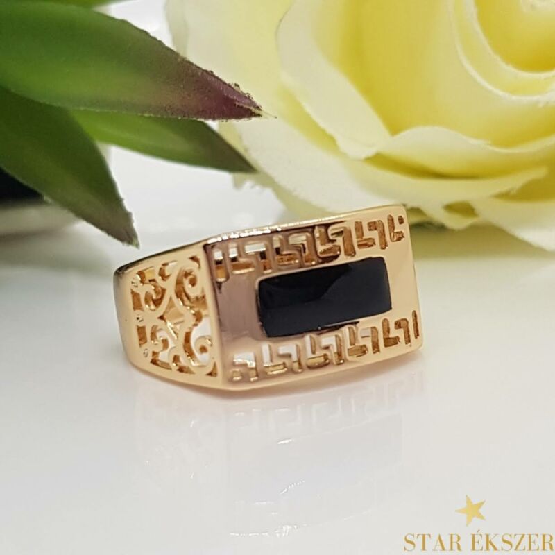 Deniz Gold Filled görög mintás pecsét Gyűrű 62-es 
