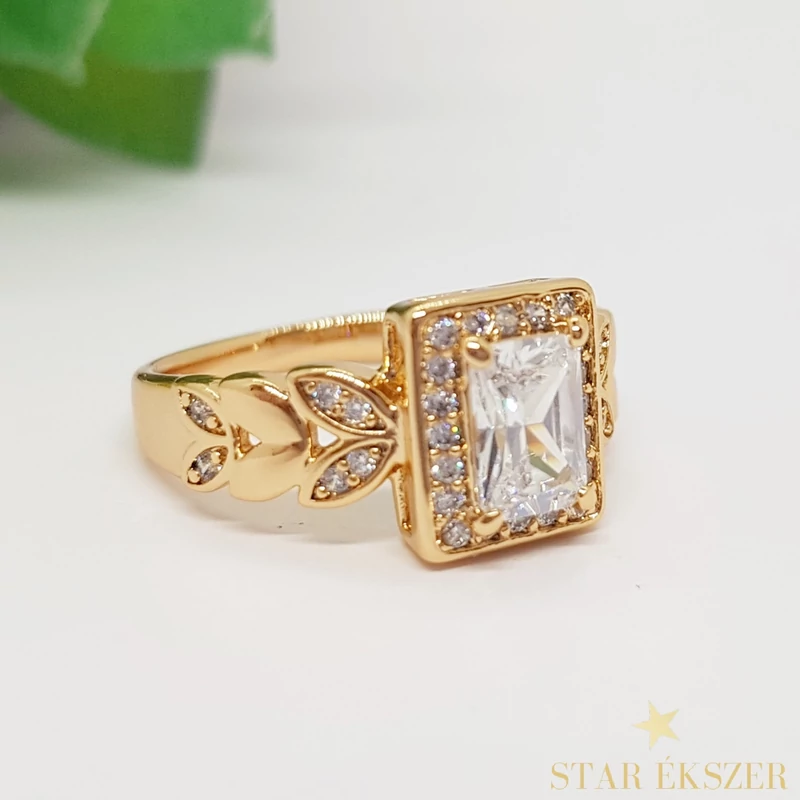 Trine Gold Filled Gyűrű szögletes kővel 52-es