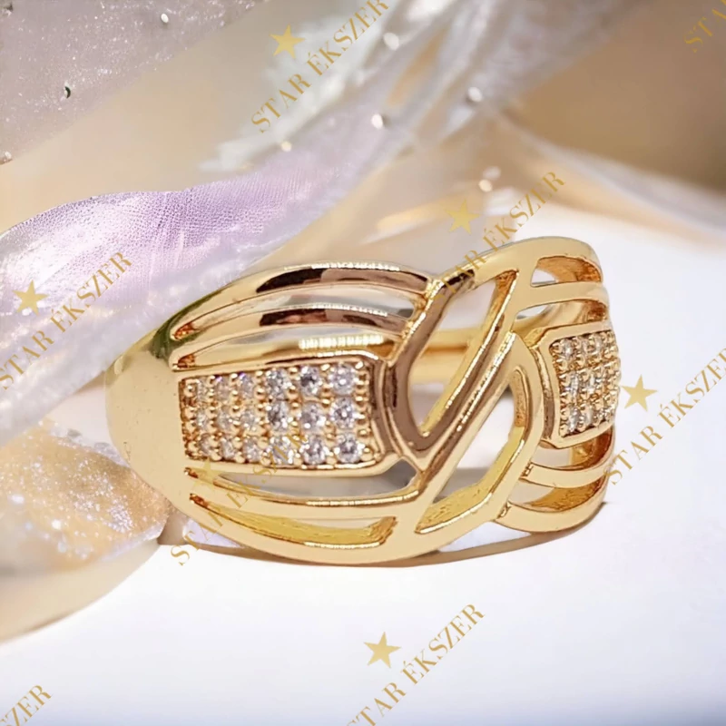 Aléna Gold Filled, antiallergén, apró köves gyűrű 52-es