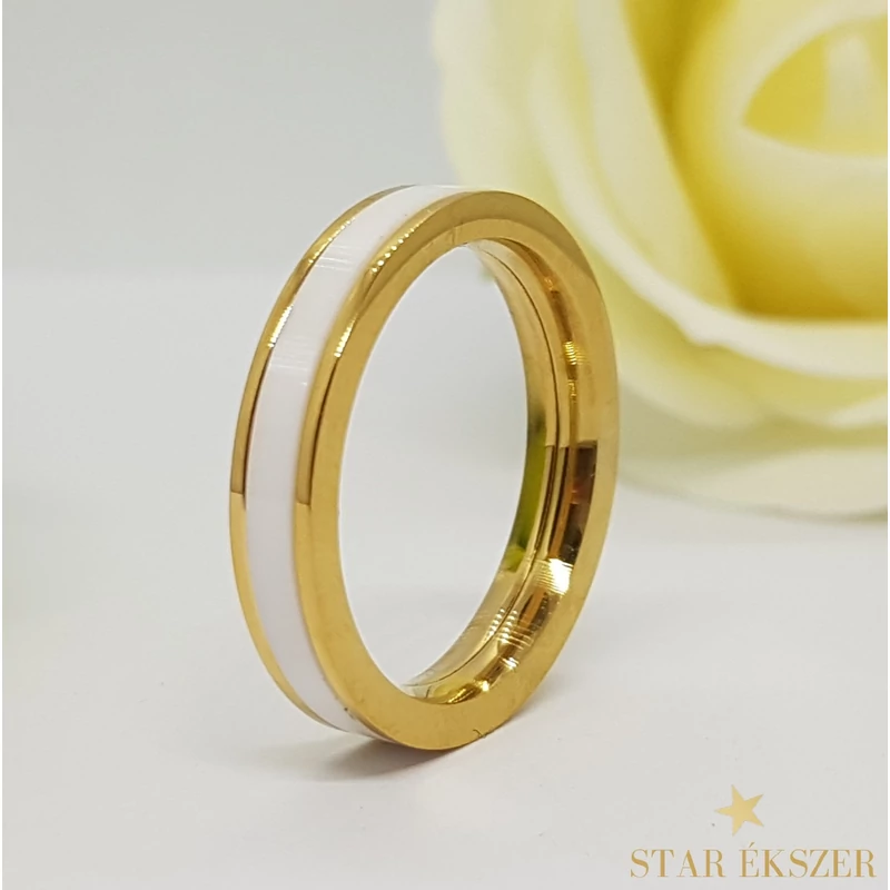 Lima karikagyűrű forgatható kerámia betéttel fehér 57-es