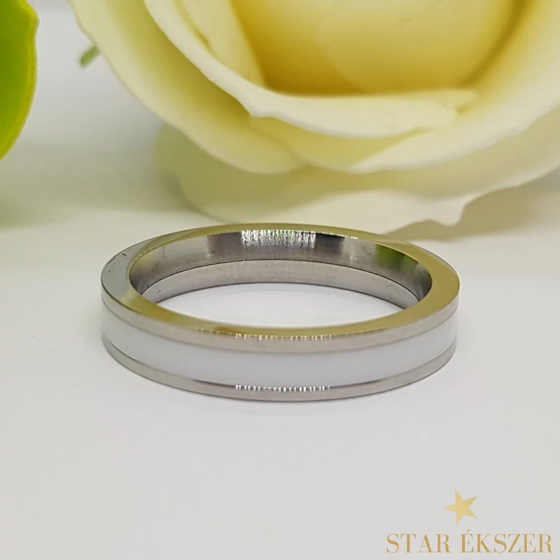 Paulo karikagyűrű forgatható kerámia betéttel fehér 54-es