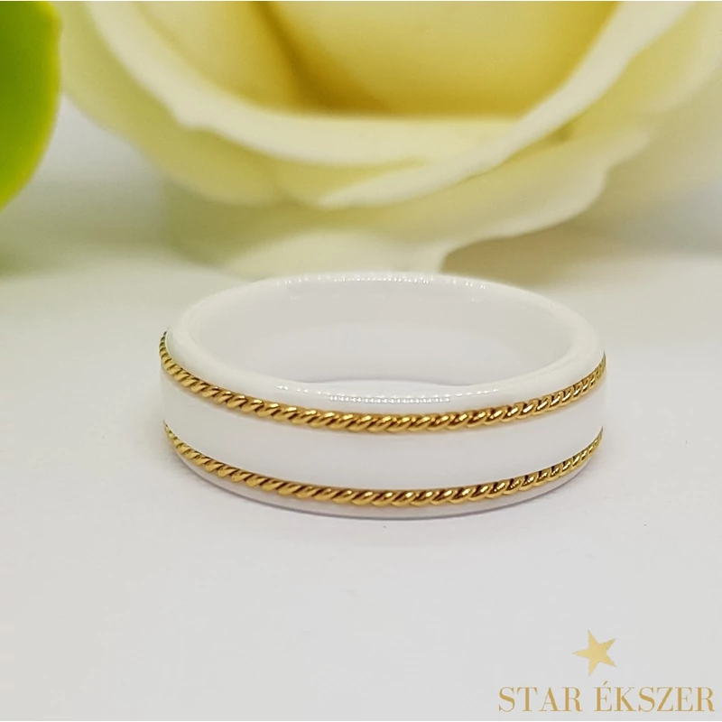 Moroni fehér kerámia karikagyűrű aranyozott 62-es