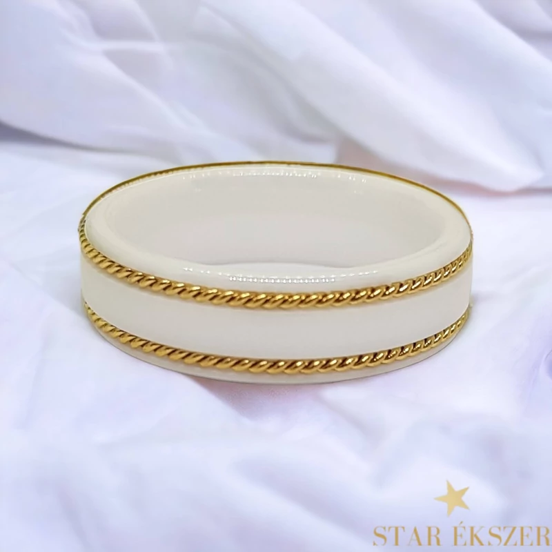 Moroni fehér kerámia karikagyűrű aranyozott 62-es
