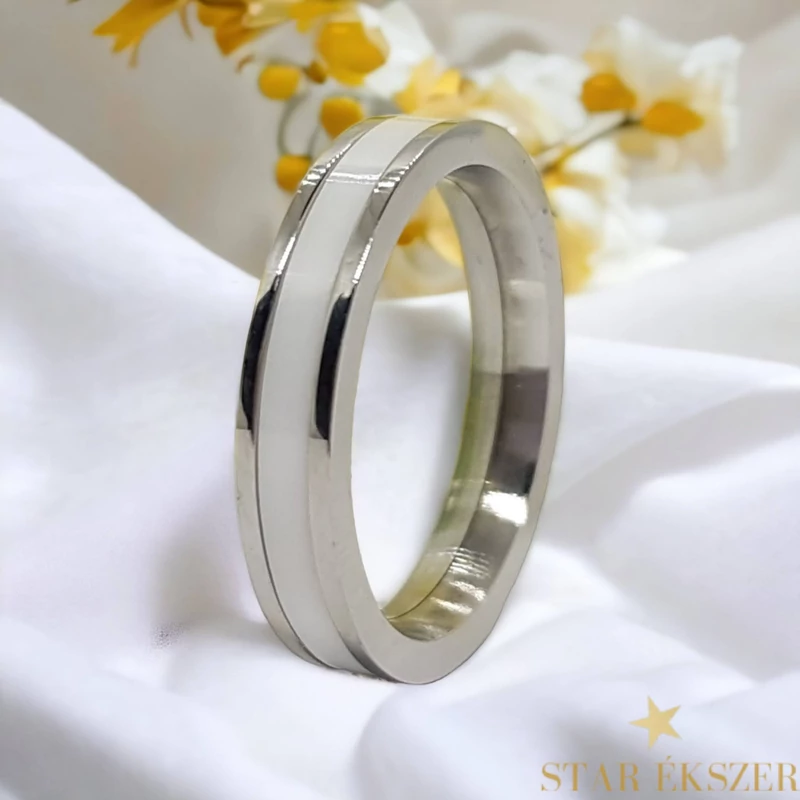 Paulo karikagyűrű forgatható kerámia betéttel fehér 54-es