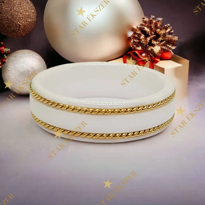 Moroni fehér kerámia karikagyűrű aranyozott 62-es