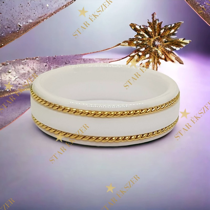 Moroni fehér kerámia karikagyűrű aranyozott 62-es