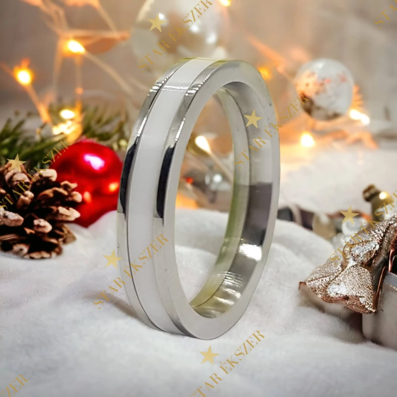 Paulo karikagyűrű forgatható kerámia betéttel fehér 54-es