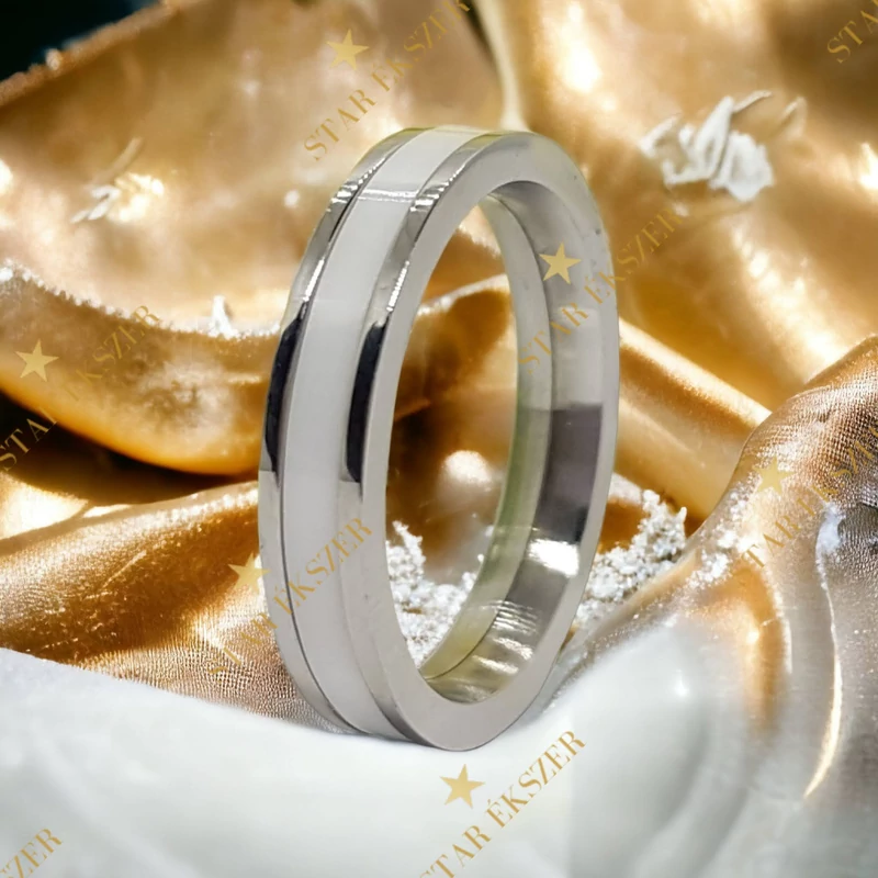 Paulo karikagyűrű forgatható kerámia betéttel fehér 54-es