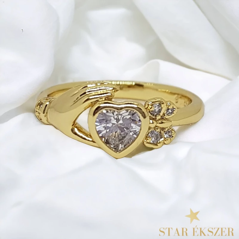 Nathelie antiallergén 14K Gold Filled szíves gyűrű 59-es