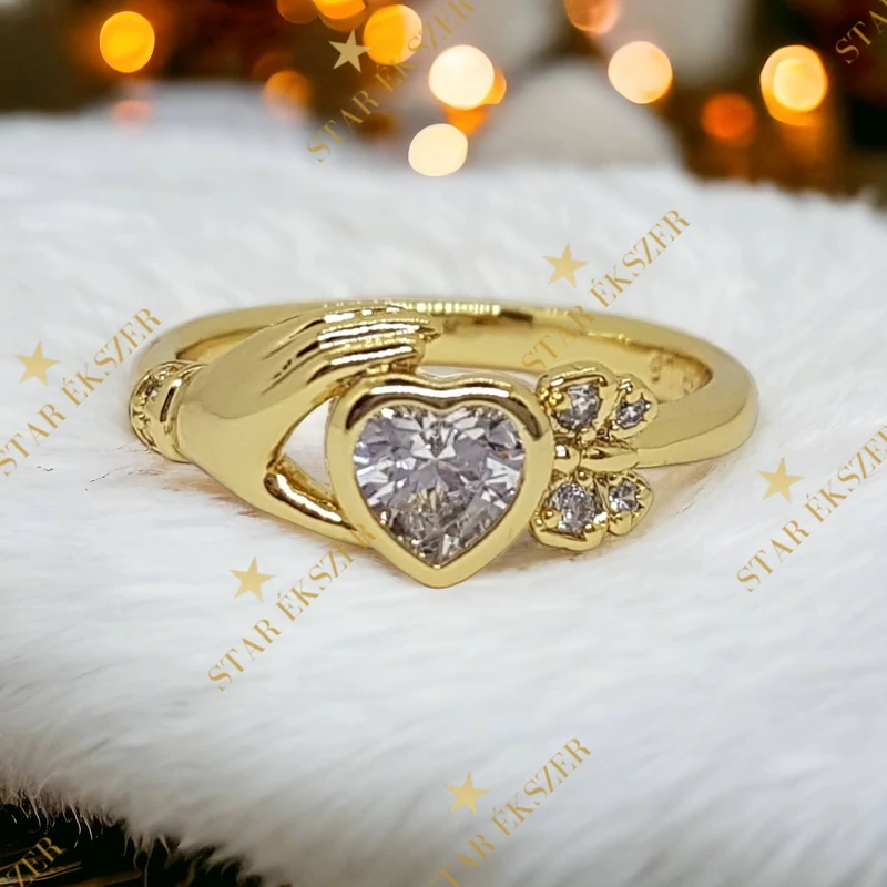 Nathelie antiallergén 14K Gold Filled szíves gyűrű 59-es
