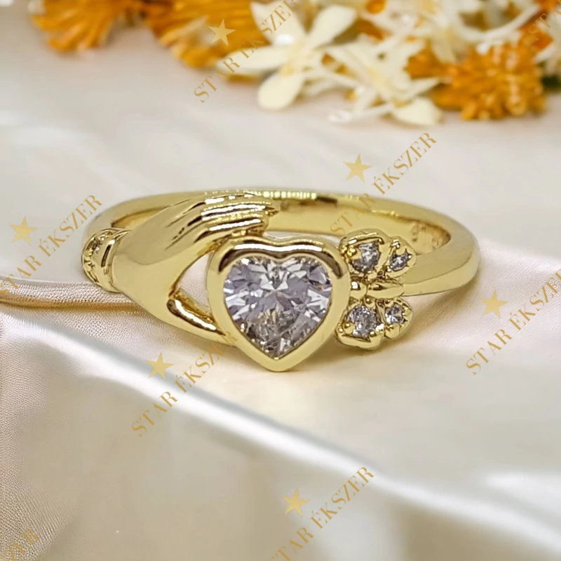 Nathelie antiallergén 14K Gold Filled szíves gyűrű 59-es