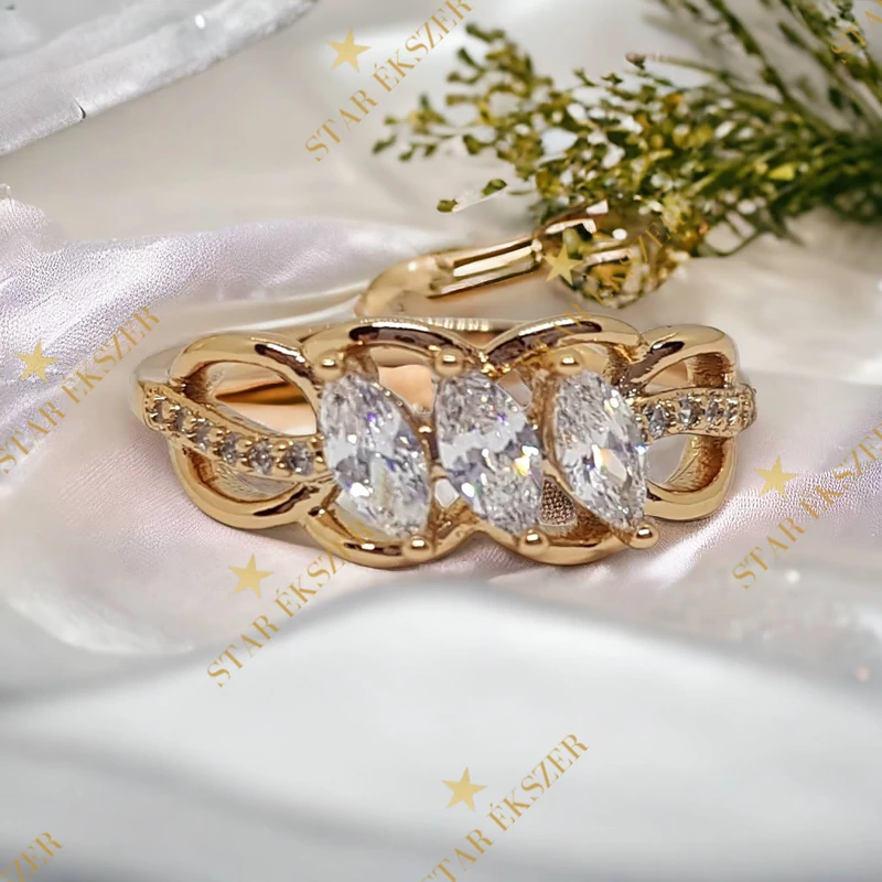 Evelin antiallergén Gold Filled köves gyűrű 57-es