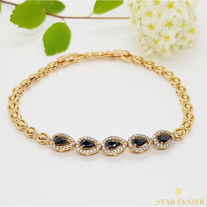 Tanza Gold Filled köves Karkötő 17/19cm fekete