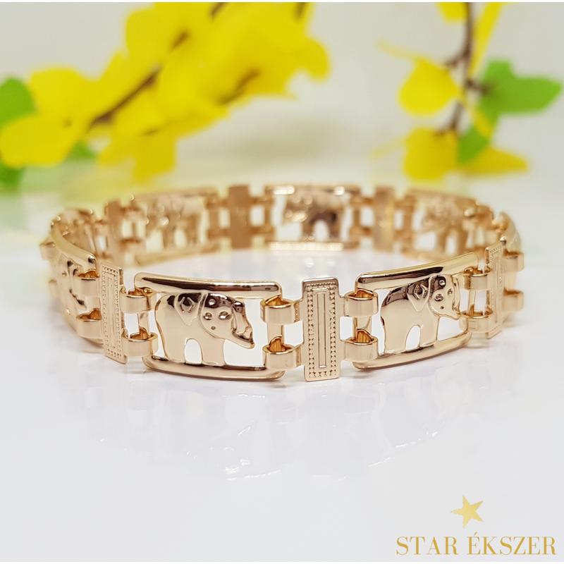 Elefántos Gold Filled szerencse karkötő 19cm